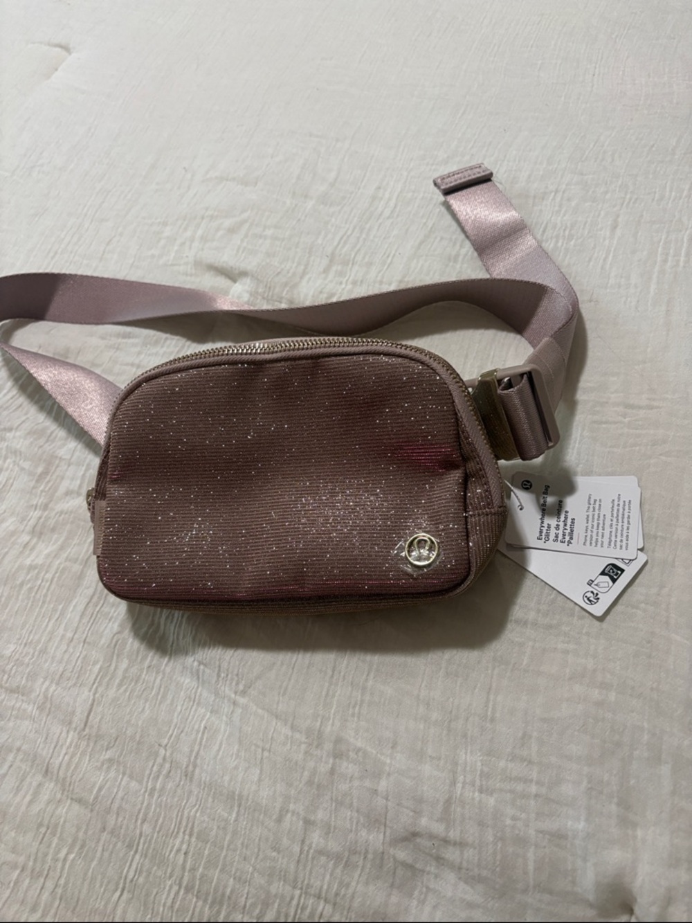lululemon athletica Everywhere Belt Bag Glitter Pink Gold NWT